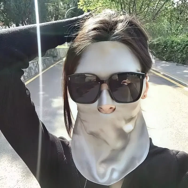 蚕丝真丝防晒装备面罩夏季遮阳透气防晒脸基尼护颈骑车防晒装备