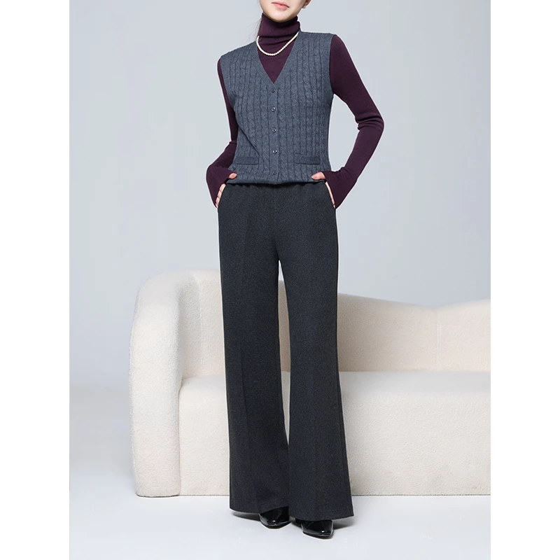 老敏哥 冬季新款内搭外穿v领无袖上衣羊毛针织马甲女 4E2717