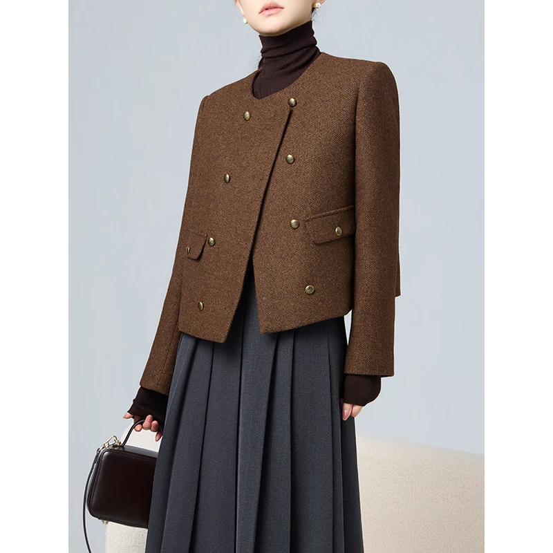 老敏哥 贵族风范 95白鹅绒羊毛小香外套女短款小个子S10316597