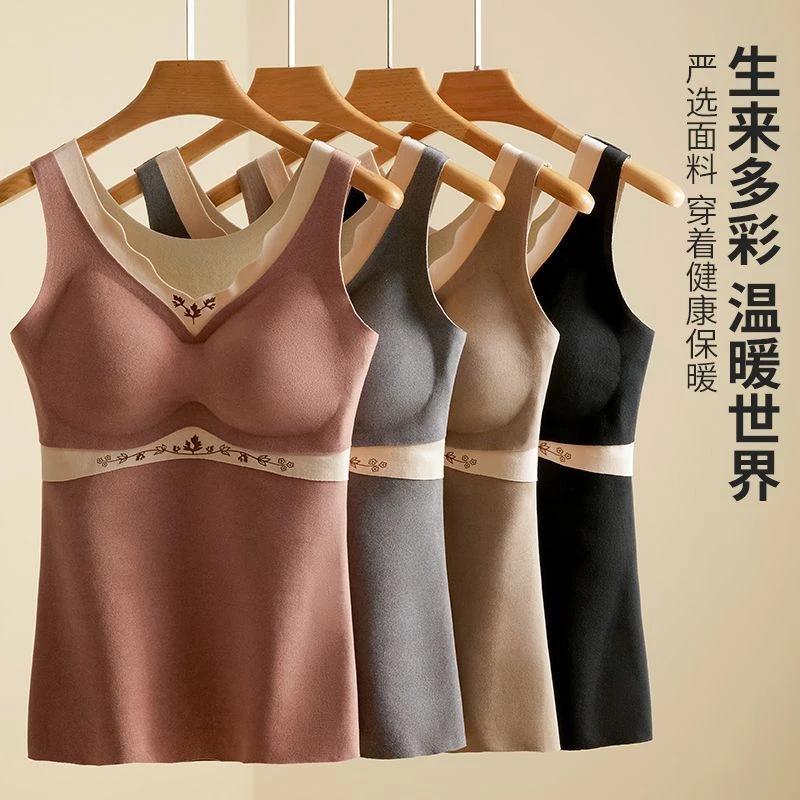 德绒AB双层双面磨毛保暖背心修身显瘦无袖大码打底衫加绒速暖上衣