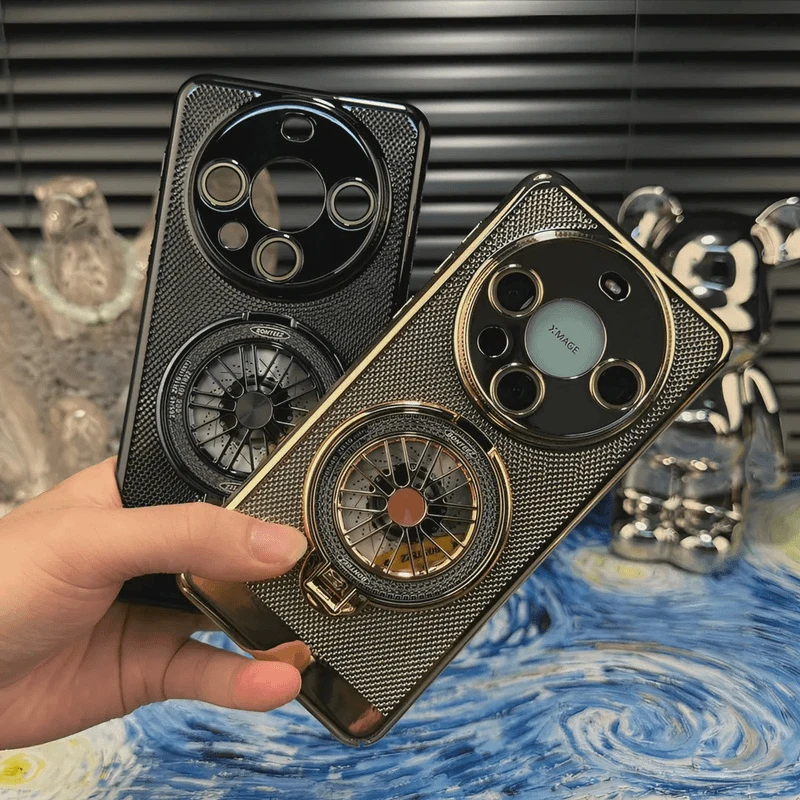 解压陀螺支架适用华为Mate60电镀网格散热壳自带镜头膜防摔透气