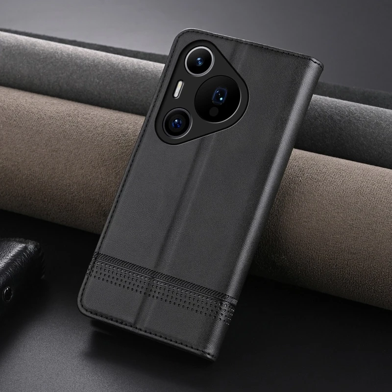 【高档牛纹+磁吸翻盖皮套】适用华为Pura70手机壳商务全包防摔