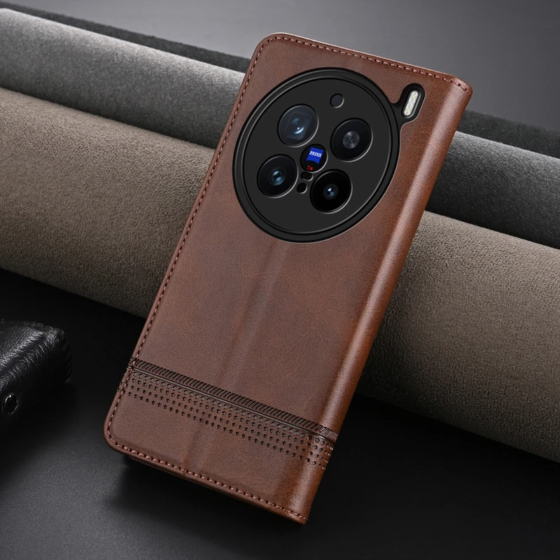 【高档牛纹+磁吸翻盖皮套】适用vivoX200Pro手机壳商务全包防摔