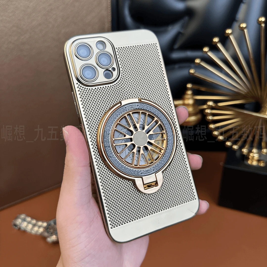 适用苹果12Promax【解压陀螺支架 自带镜头膜】高清镜头膜散热壳