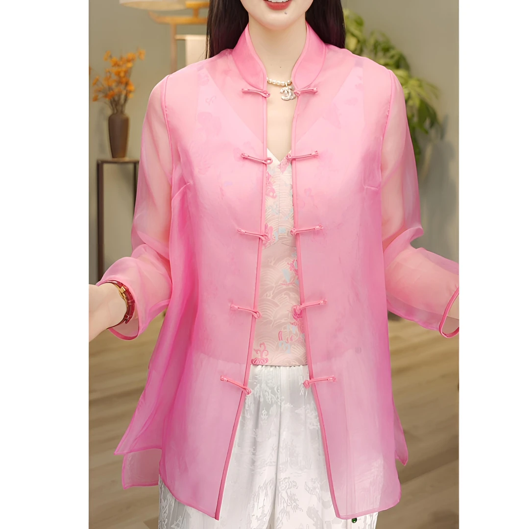 【韩然然原创设计】新中式春夏时尚休闲 盘扣圆领开衫 气质33130038