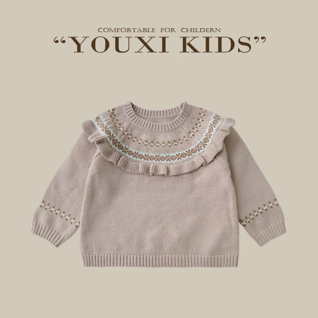 现【摩洛哥】女童毛衣2023秋装新款宝宝波西米亚儿童针织衫FF1638