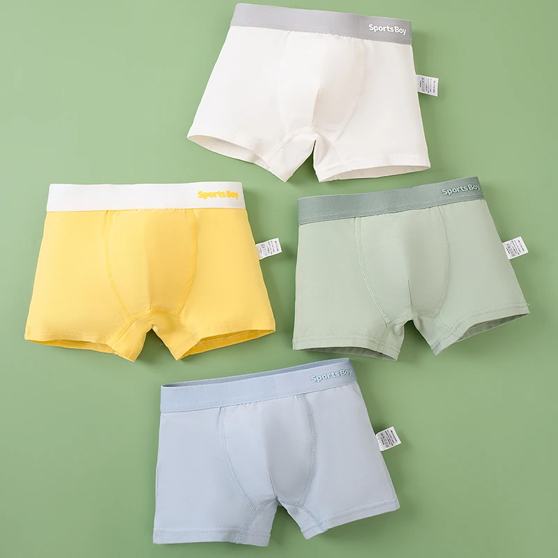 男童纯棉内裤7A抗菌儿童小中大童青少年柔软平角长绒棉四角裤