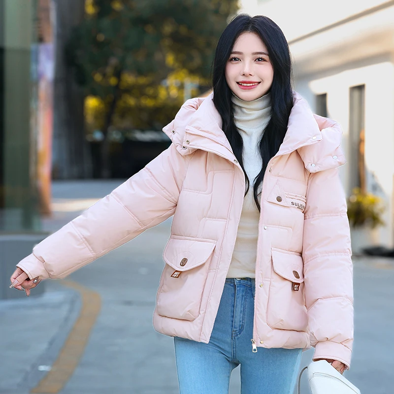 新款女棉服加厚冬季韩版连帽百搭宽松棉衣短款棉袄爆款小个子外套
