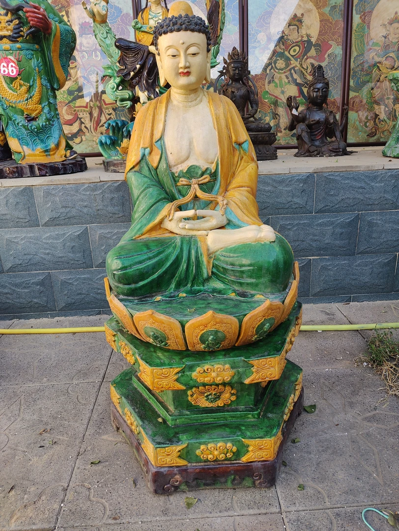 琉璃手工三彩摆件彩绘雕像雕塑神像中式工艺品陶瓷高度110厘米