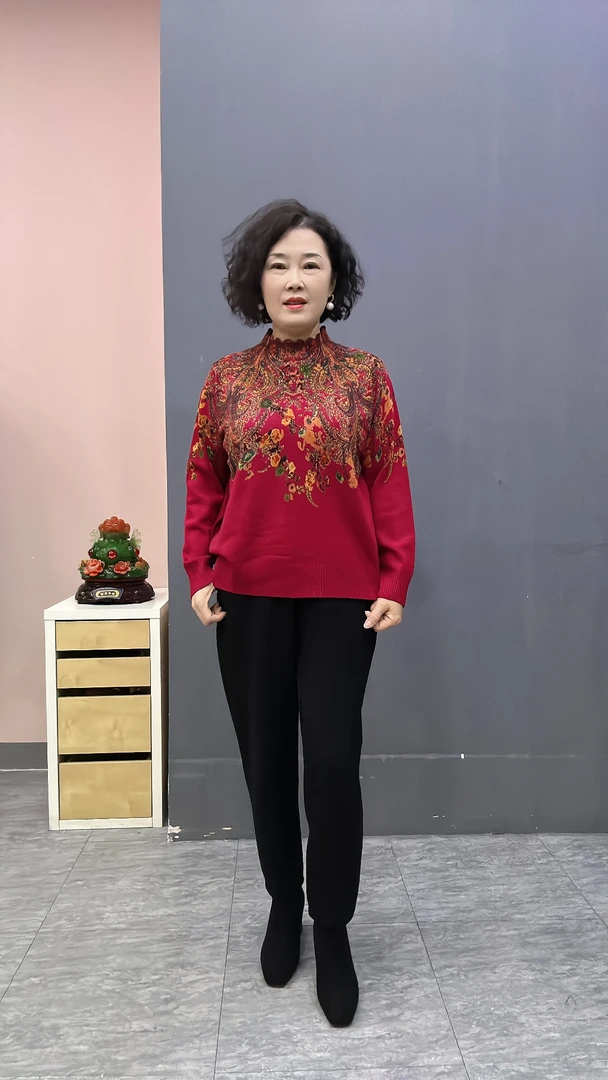 吉祥如意针织毛衫上衣长袖网红时尚百搭印花秋冬