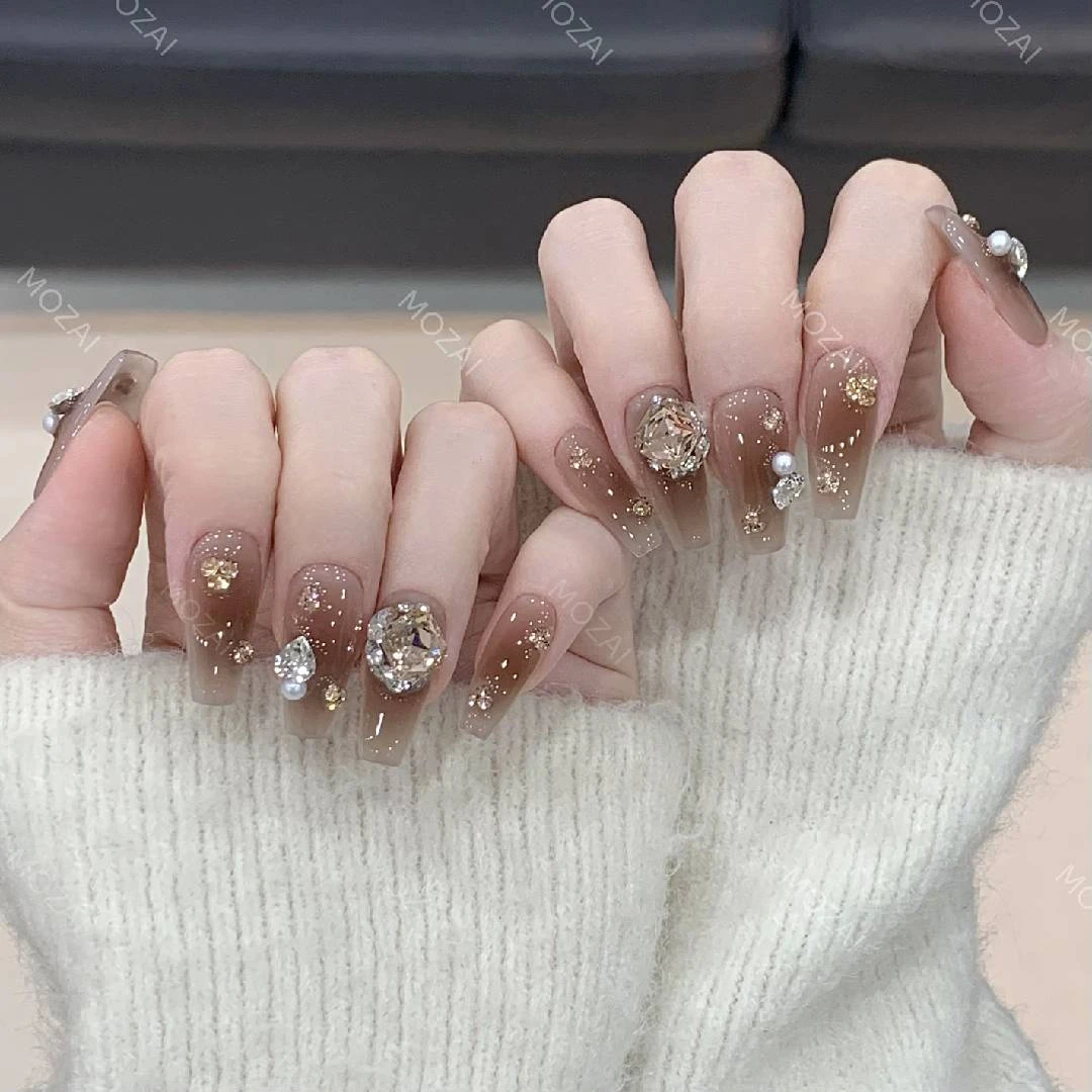 茉哉【伦勃郎夜色】纯手工定制美甲拆卸穿戴甲A3191