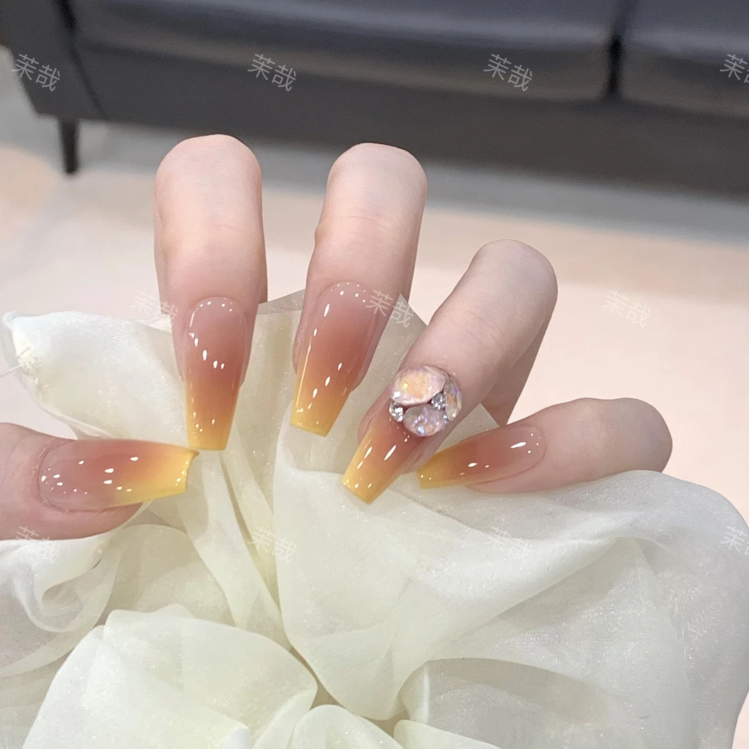 茉哉高定【施家全华/威尼斯日落】【12甲】纯手工美甲拆卸穿戴甲A3379