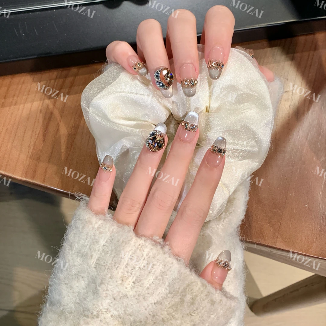 茉哉高定【施家华子/香槟绮梦】纯手工定制美甲拆卸穿戴甲A2706