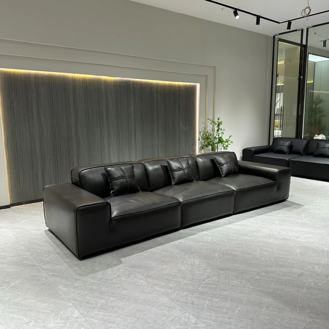 大黑牛青皮沙发意式极简客厅轻奢青皮沙发意式极简家具