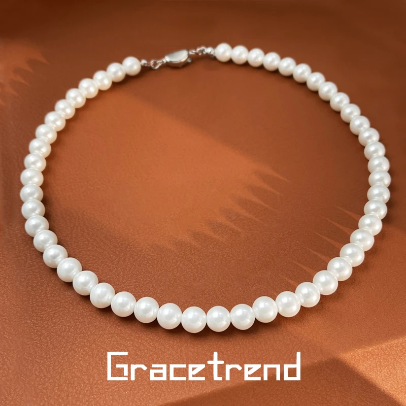 Grace trend 铜仿珍珠项链 法式轻奢叠戴妈妈锁骨颈链8mm D-149