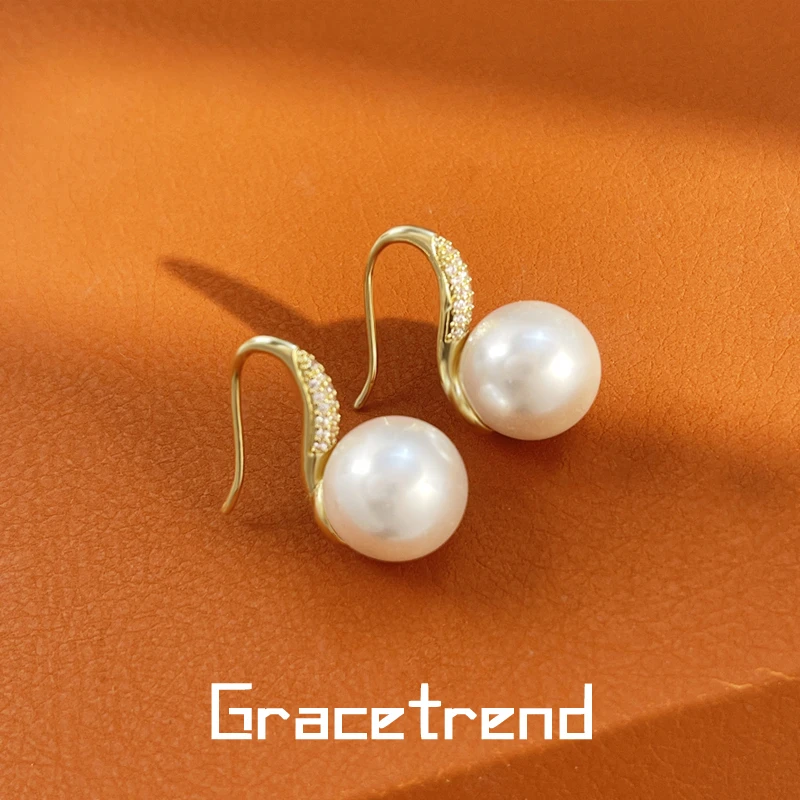 Grace trend 铜合金仿珍珠耳饰 轻奢贝珠耳环古风饰品D-163 EE080