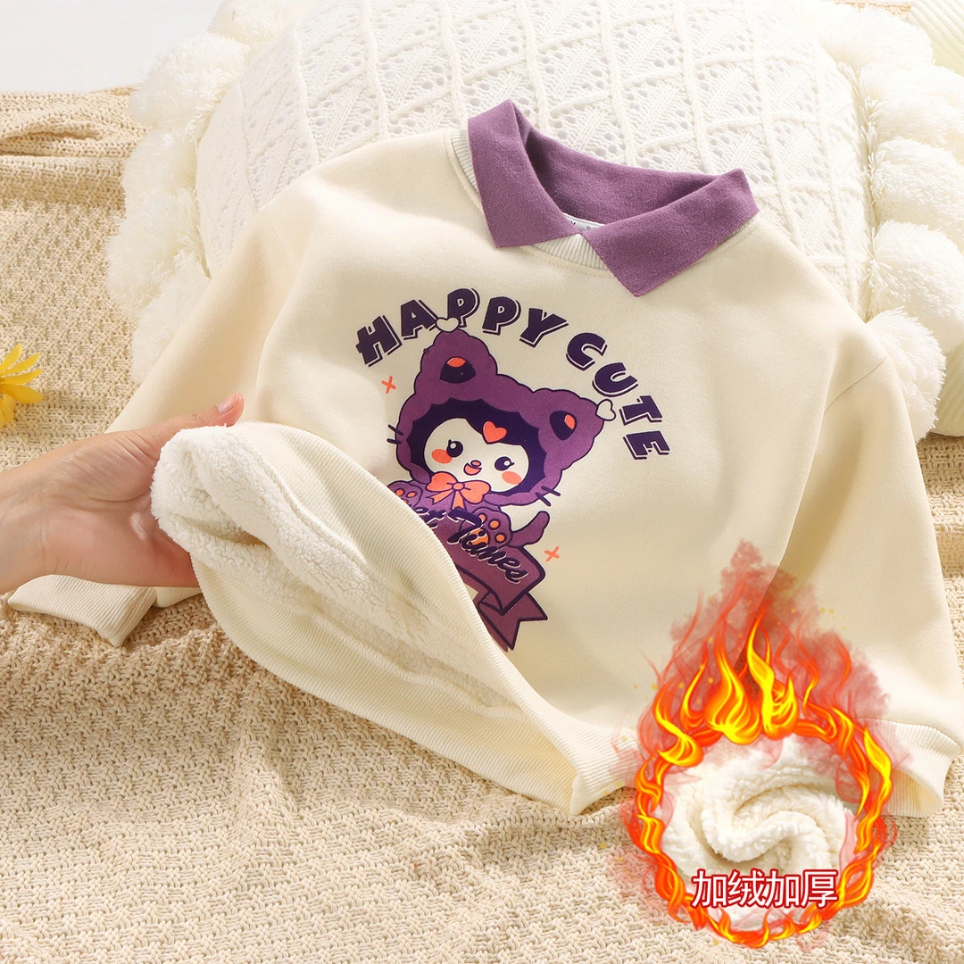 儿童冬季女童卫衣加绒长袖休闲洋气上衣打底宝宝小中大童保暖