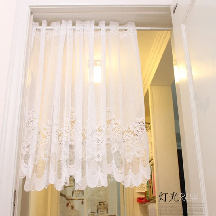 英式白色田园蕾丝半帘门帘家用卧室厨房洗手间门帘短帘咖啡帘橱柜