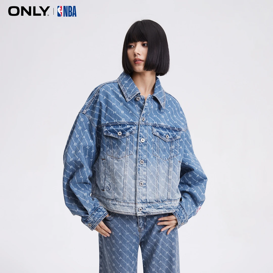 ONLY2025春季新款满印渐变刺绣牛仔上衣外套124154009