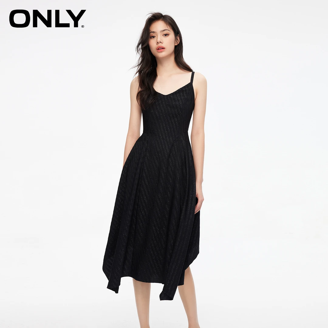 ONLY2024春季新款通勤休闲不规则中长款吊带连衣裙女|124107076