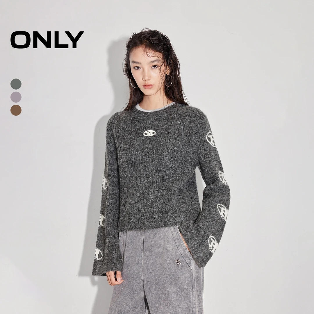 ONLY2025秋季新款时髦个性显瘦亲肤撞色短款针织衫女|125113026