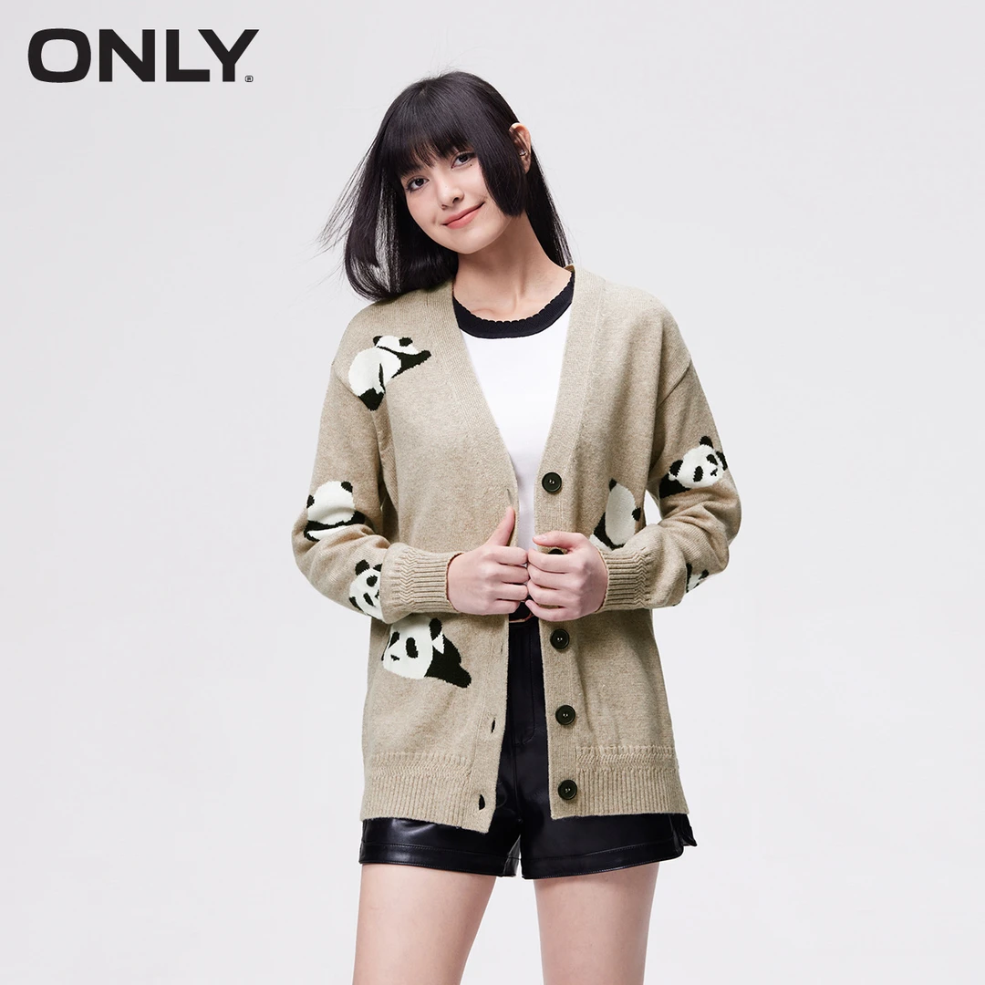 【丽公主专属】ONLY新款开衫V领长袖毛衣针织衫女|12413B001