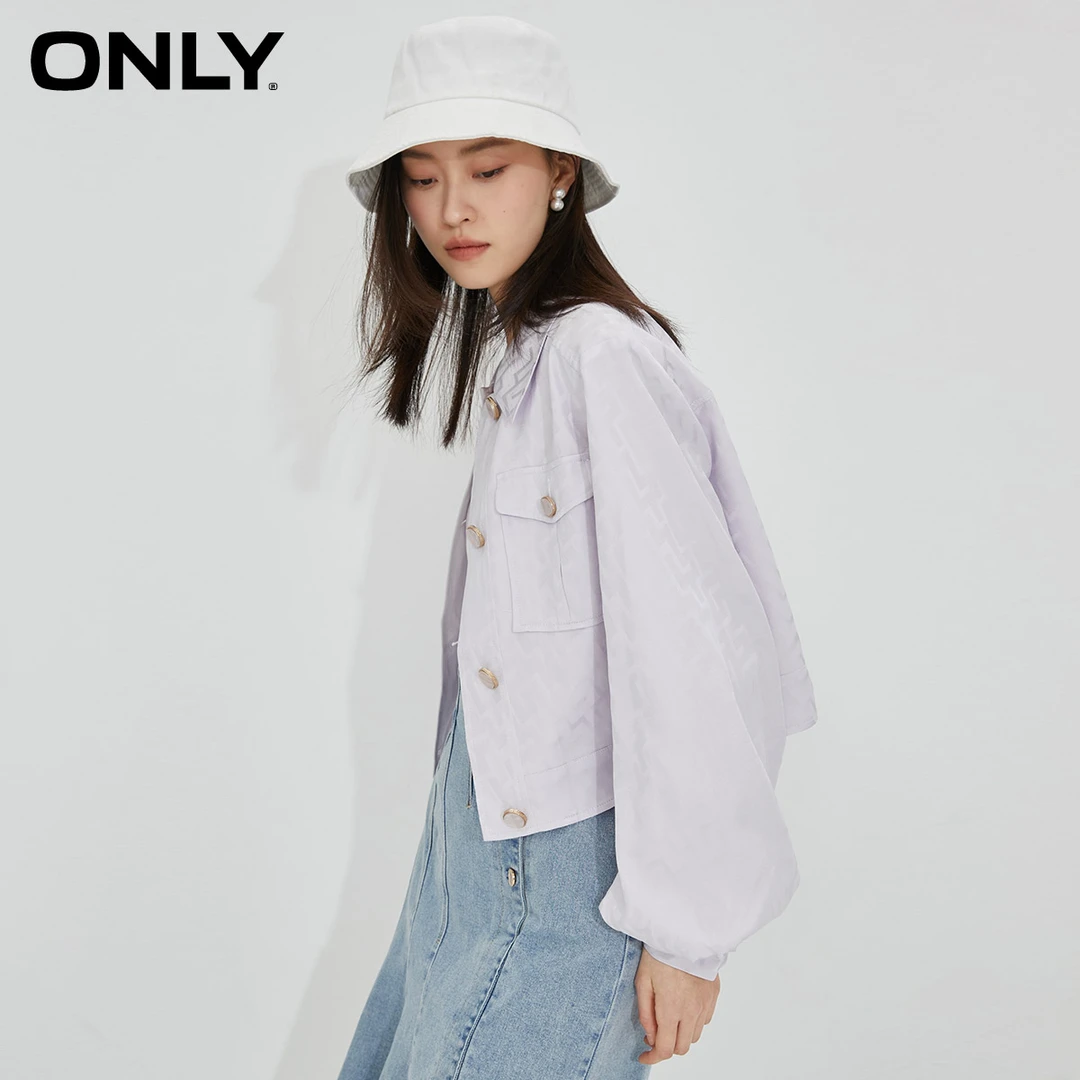 【赵老板专属】ONLY新款精致复古小众灯笼袖满印外套女|123236012