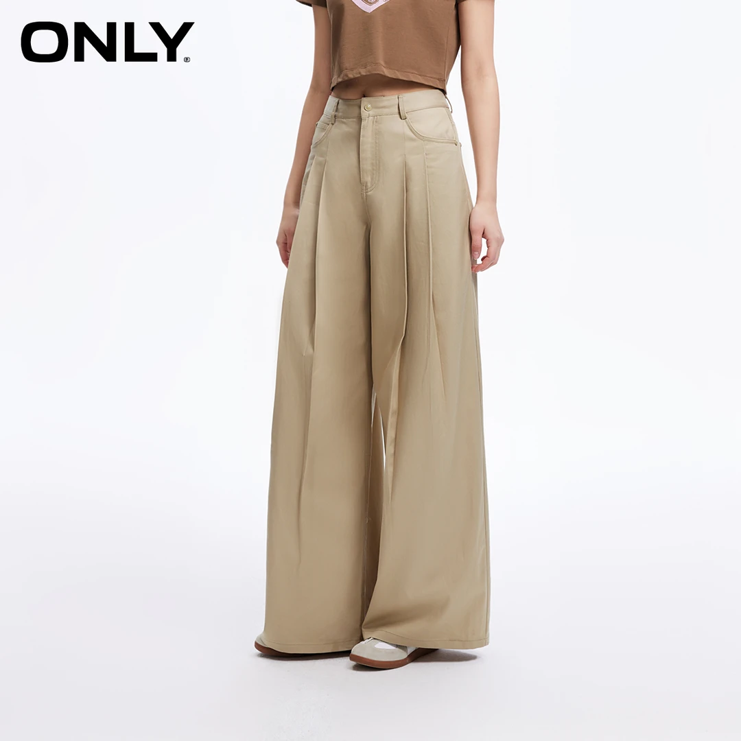 【婷婷专属】ONLY2024秋季新款通勤阔腿垂感舒适山本裤女|124114045