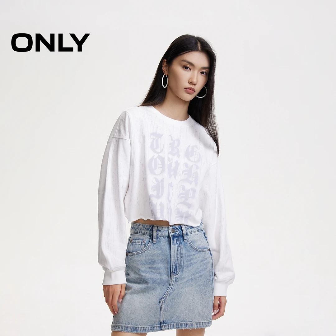 ONLY2025秋季新款潮酷百搭设计感落肩宽松短款卫衣女|12439S011