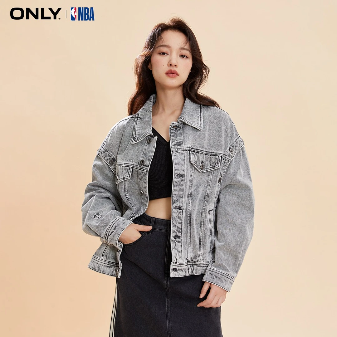 ONLY秋季新款防寒刺绣短款复古牛仔外套女|123454001