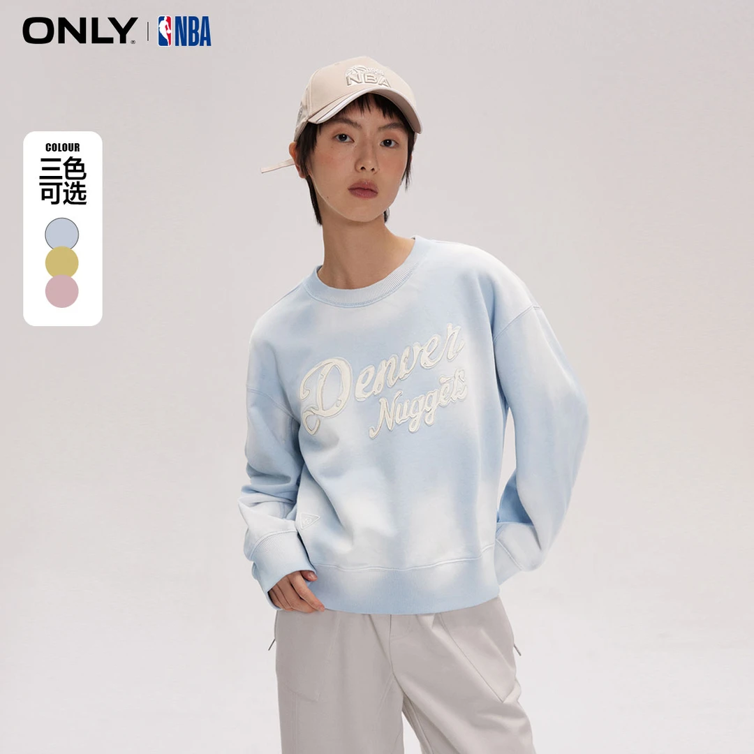 ONLY2025春季新款NBA联名宽松扎染圆领短款卫衣女|12419S020