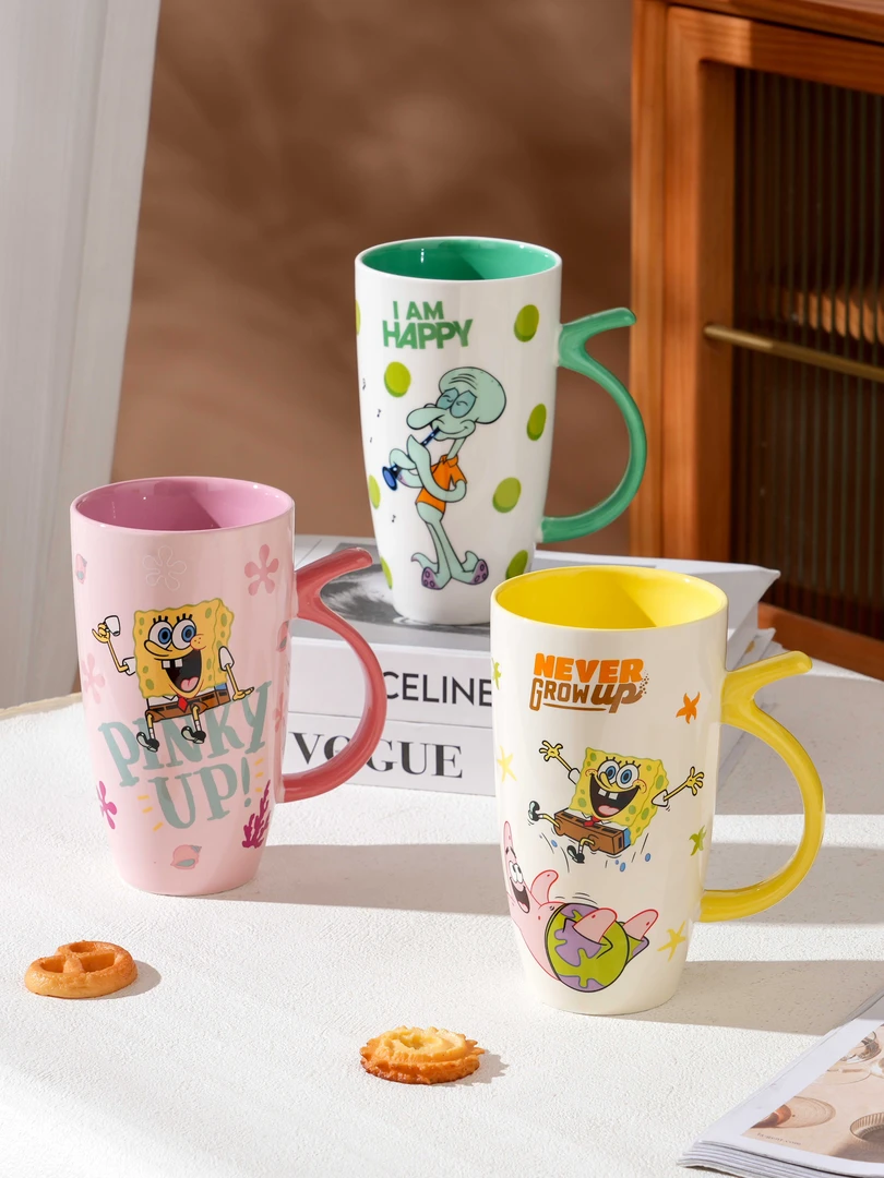 【四季陶仓&海绵宝宝派大星】陶瓷杯可爱大容量水杯带盖杯子