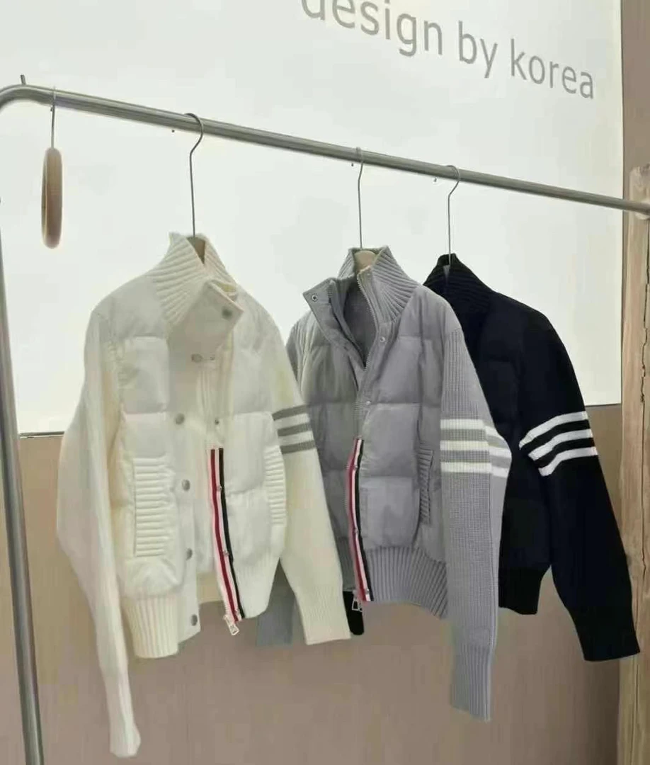韩系针织拼接短款羽绒服秋冬立领外套22