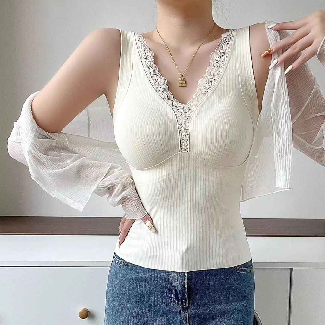 208#轻裸一体固定杯·蕾丝提拉聚拢收副乳背心（免穿内衣）