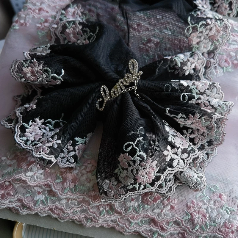 3米双边黑色白色粉色蕾丝刺绣花边辅料