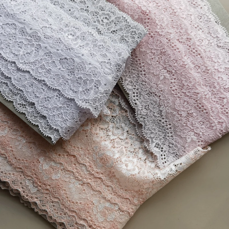 4米 法式蕾丝浅粉色杏橙色灰色浅紫色弹力蕾丝内衣花边