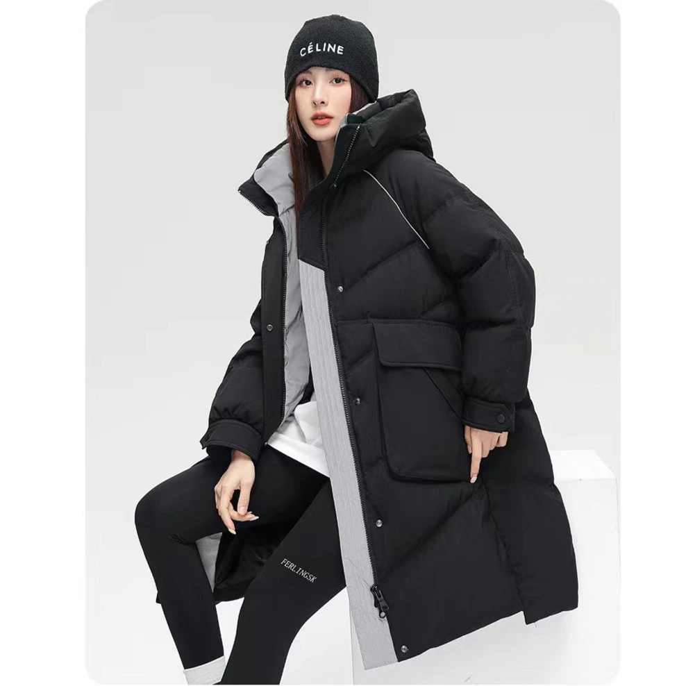 雪中飞时尚连帽宽松加厚中长款羽绒服X10149094F【TY】