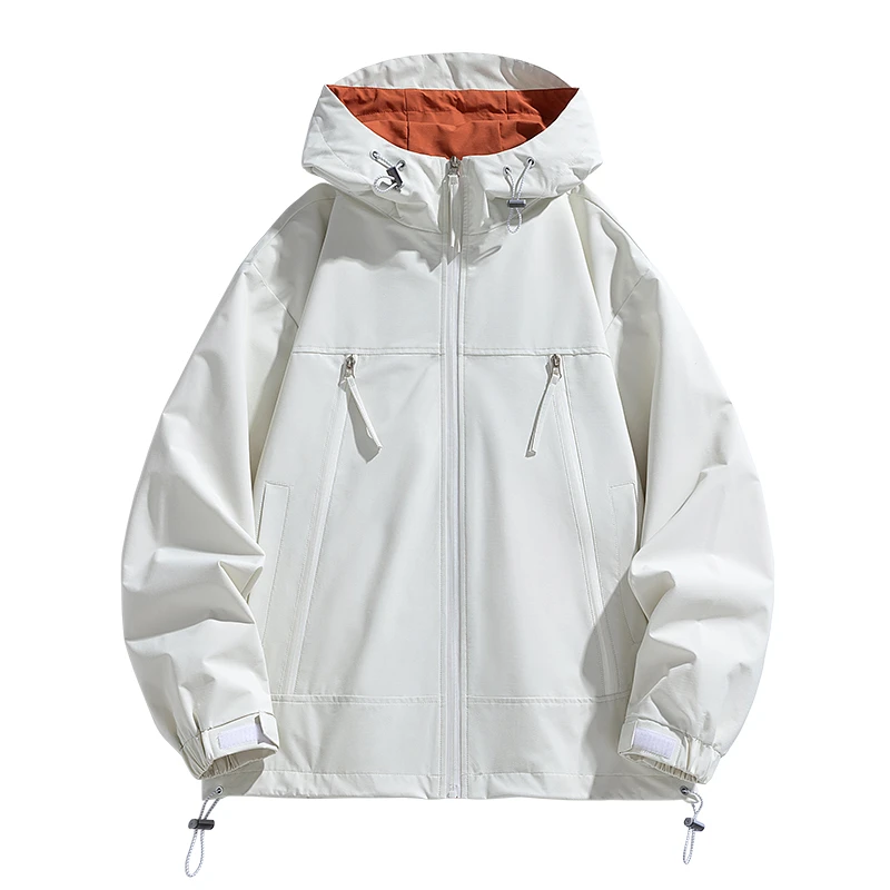 2024新款春秋季连帽高级感夹克男青少年学生宽松休闲冲锋衣外套