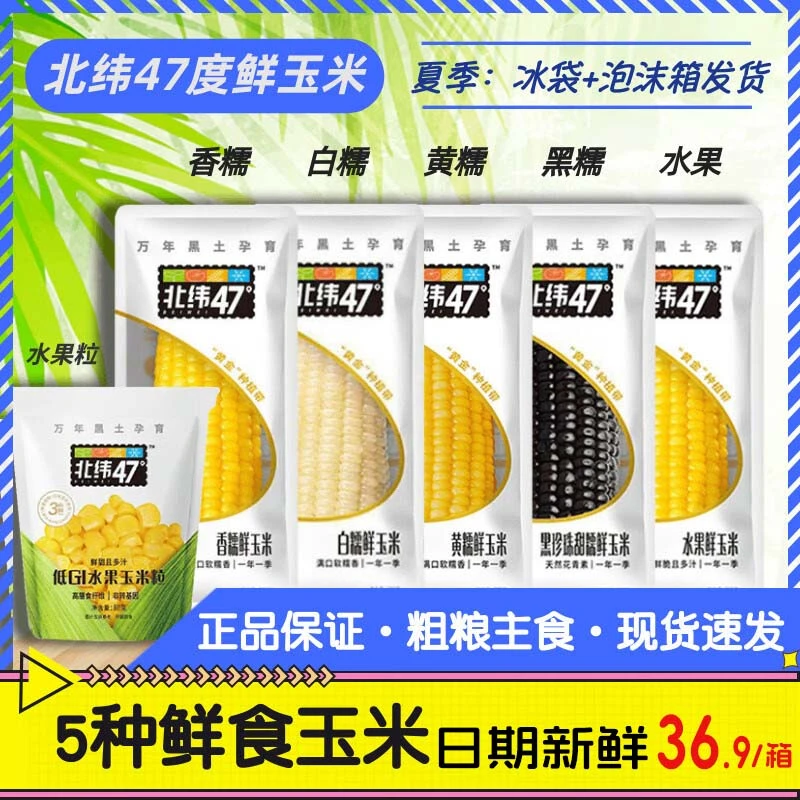 北纬47度鲜玉米水果玉米真空包装北纬47度鲜糯玉米东北玉米粘玉米