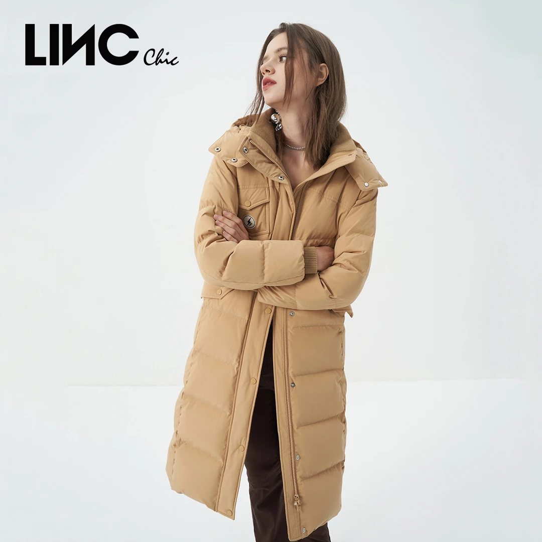 LINC金羽杰中长款羽绒服女简约百搭品质感 通勤女冬Y22808305