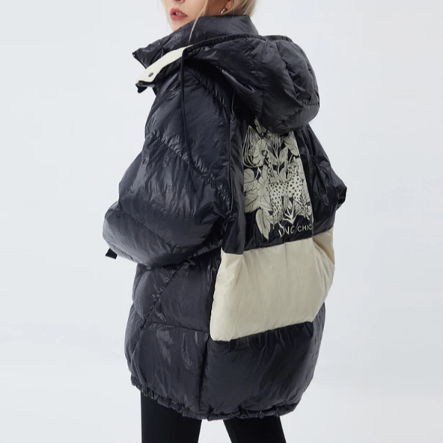 LINCCHIC金羽杰面包服宽松短款免洗白鸭绒羽绒服女士冬Y21803483