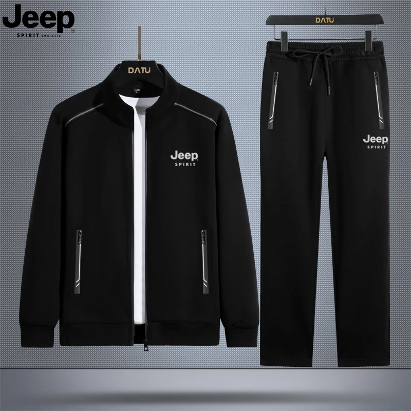 JEEPSPIRIT秋季新款时尚潮流休闲圆领长袖套装立领外套套装968