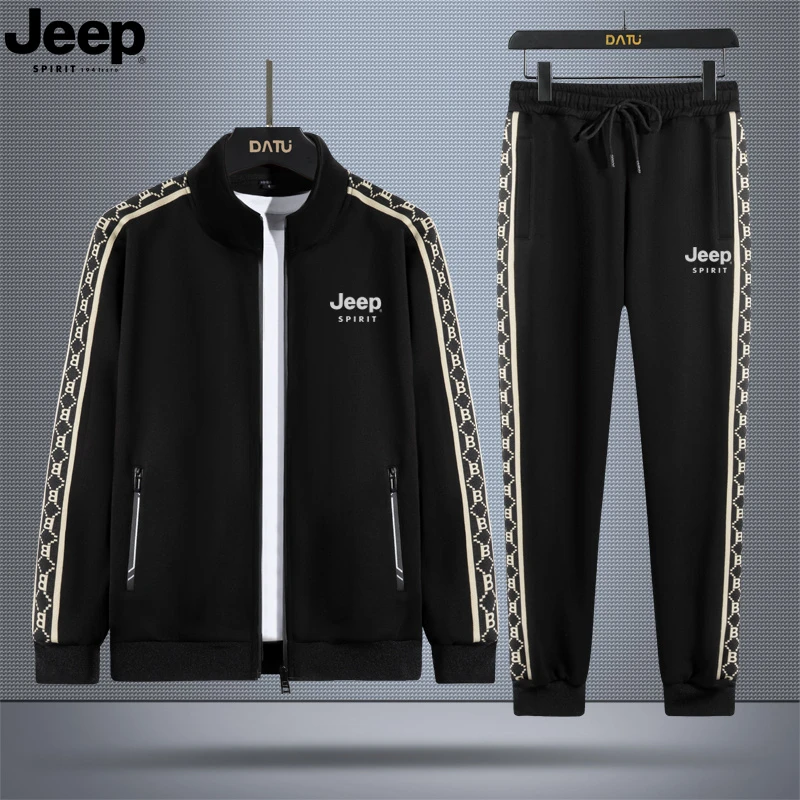 JEEPSPIRIT秋季新款时尚百搭休闲圆领长袖套装立领外套套装999