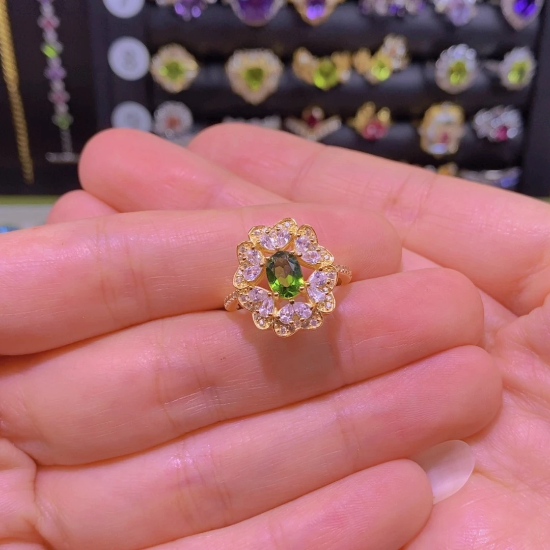 透辉石戒指银S925镶嵌