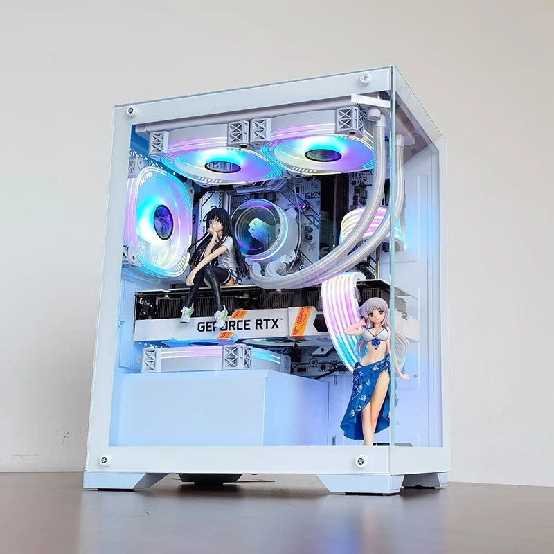 玩嘉棱镜mini海景房机箱无立柱MATX主板240水冷电脑台式机主机箱