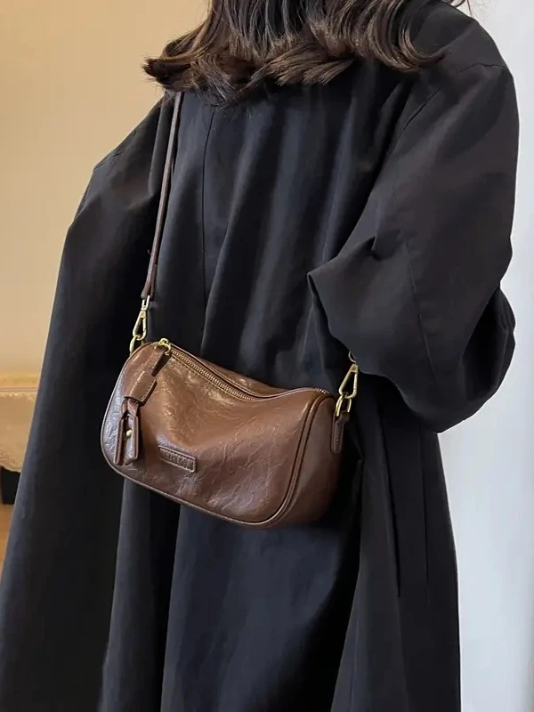 复古韩版中年女士月亮豌豆包女包简约百搭软皮小包单肩斜挎包