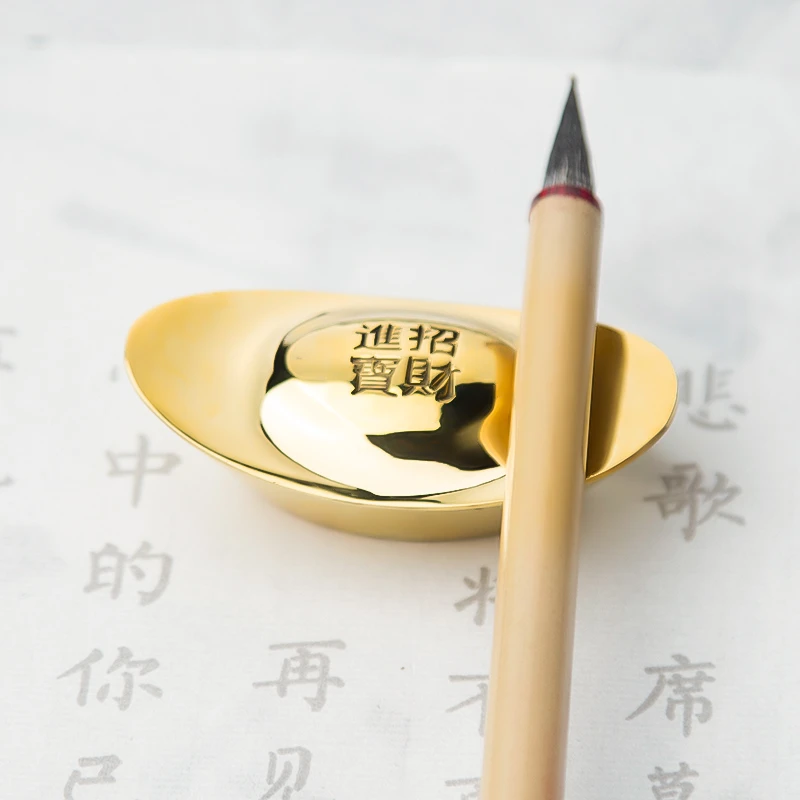 【024】黄铜镇尺元宝镇尺文房四宝压书金属小楷把玩古风压纸