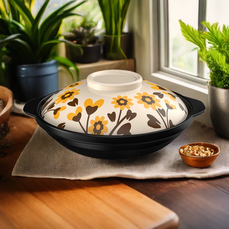 康舒浅锅向日葵干烧不裂砂锅耐高温煲仔饭啫啫煲干锅炖锅明火家用