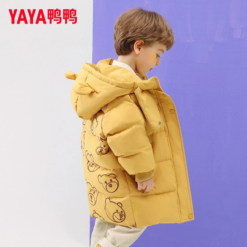 鸭鸭儿童羽绒服男童女童连帽加厚面包服可爱宝宝中小童冬季外套
