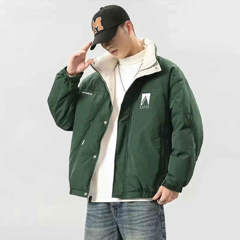 日系无帽立领羽绒服男款冬季新款潮牌白鸭绒加厚防寒保暖休闲外套